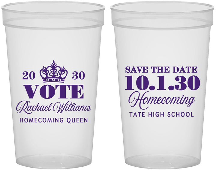 Custom Homecoming 22 oz Translucent Cups - Hoco Queen Vote | 330020