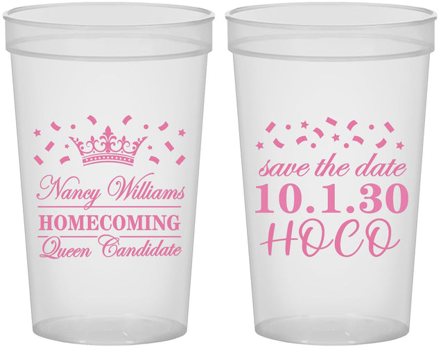 Custom Homecoming 22 oz Translucent Cups - Hoco Queen Vote | 330024