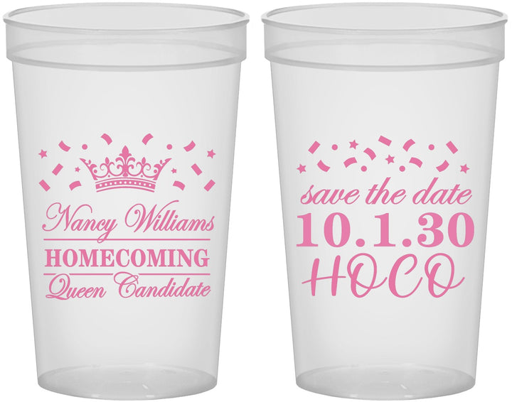 Custom Homecoming 22 oz Translucent Cups - Hoco Queen Vote | 330024