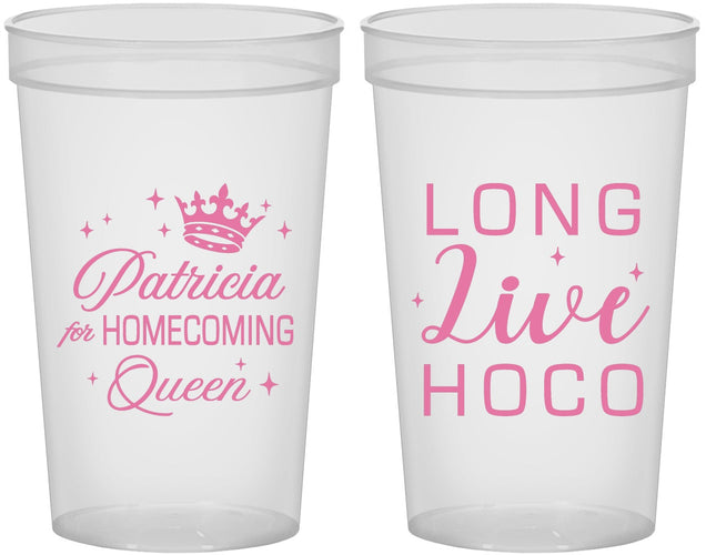 Custom Homecoming 22 oz Translucent Cups - Hoco Queen Vote | 330026