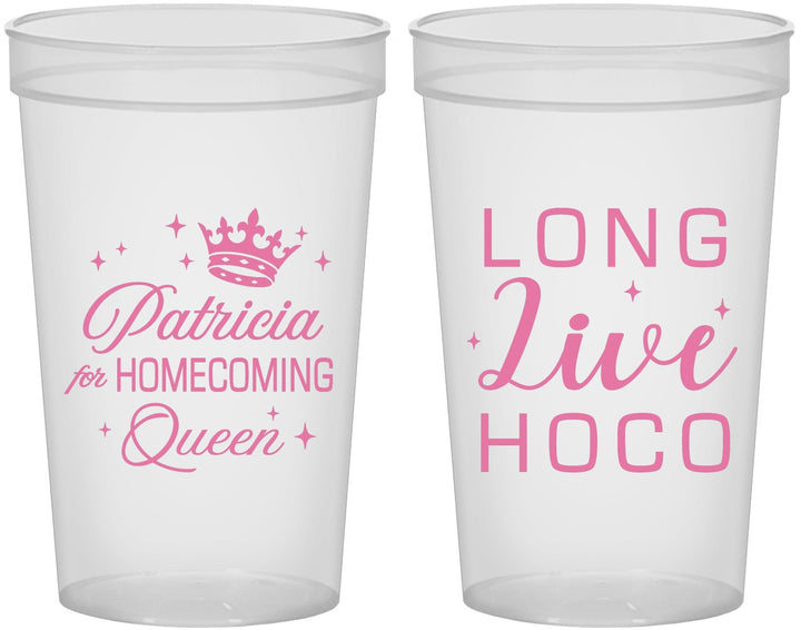 Custom Homecoming 22 oz Translucent Cups - Hoco Queen Vote | 330026