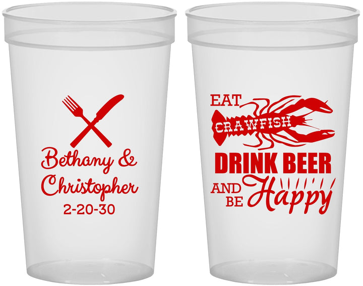 Custom Wedding 22 oz Translucent Cups - Crawfish Boil | 332