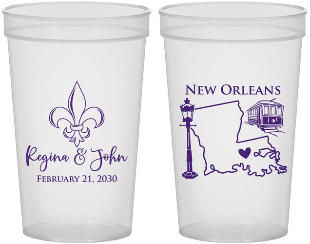 Custom Wedding 22 oz Translucent Cups - New Orleans | 334