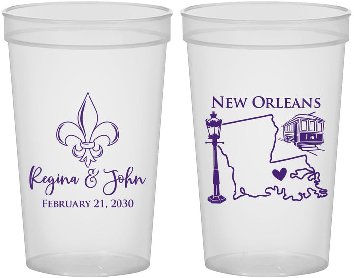 Custom Wedding 22 oz Translucent Cups - New Orleans | 334