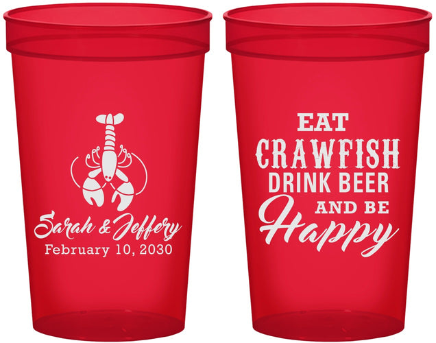 Custom Wedding 22 oz Translucent Cups - Crawfish Boil | 335