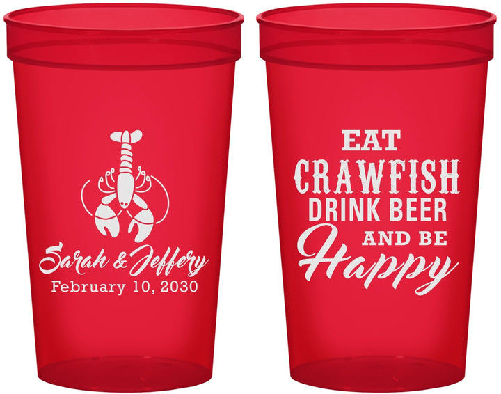 Custom Wedding 22 oz Translucent Cups - Crawfish Boil | 335