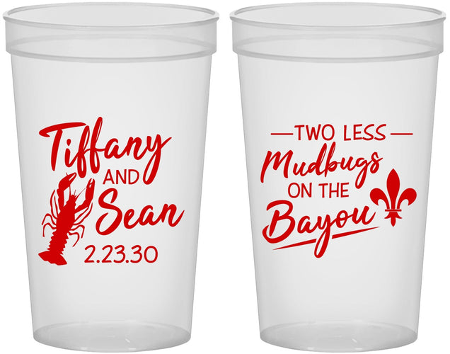Custom Wedding 22 oz Translucent Cups - Crawfish Boil Mudbugs | 336
