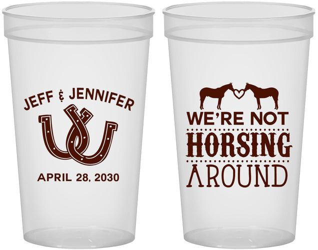 Custom Wedding 22 oz Translucent Cups - Horseshoe | 340