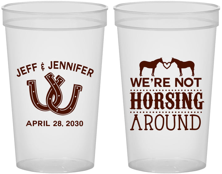 Custom Wedding 22 oz Translucent Cups - Horseshoe | 340