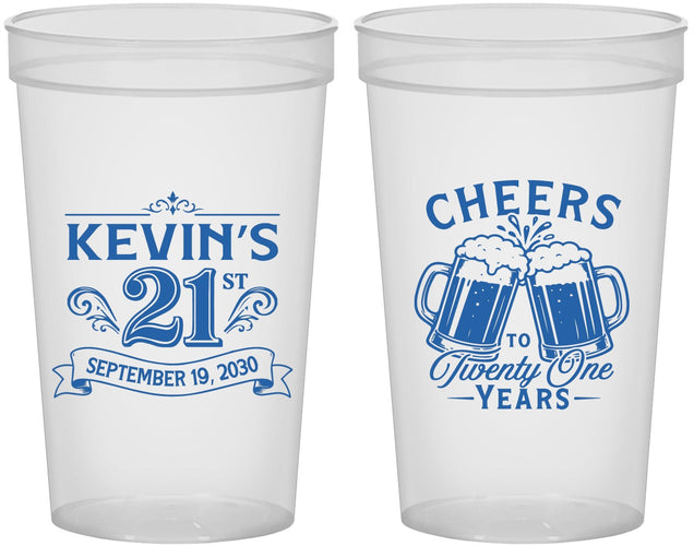 Custom 21st Birthday 22 oz Translucent Cups - Cheers To Twenty One Years | 340000