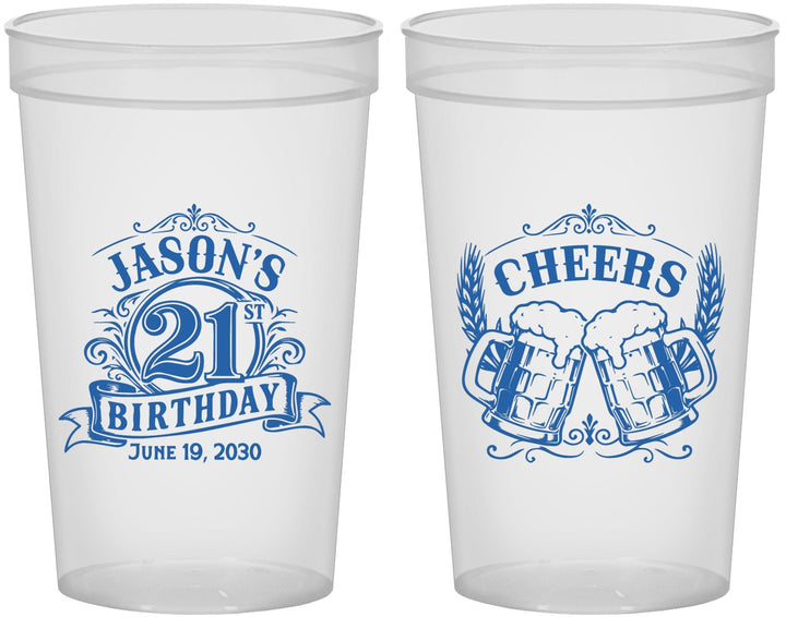 Custom 21st Birthday 22 oz Translucent Cups - Cheers | 340001