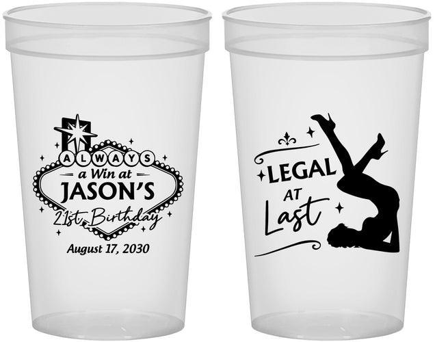 Custom 21st Birthday 22 oz Translucent Cups - Legal At Last Vegas | 340002