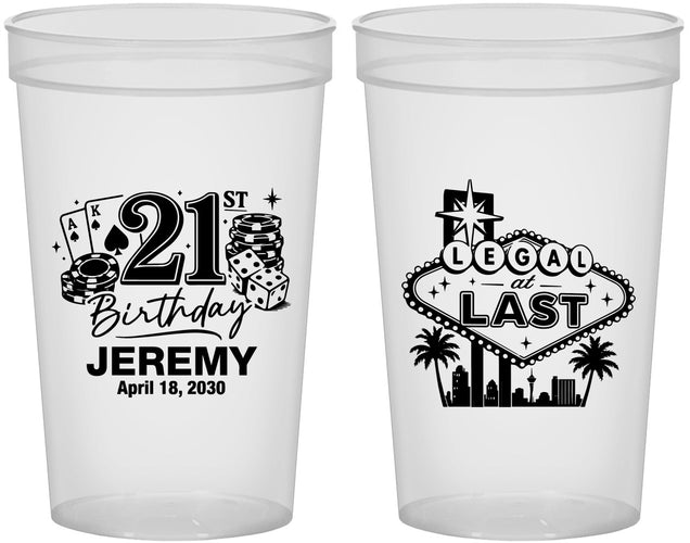 Custom 21st Birthday 22 oz Translucent Cups - Legal At Last Vegas | 340003
