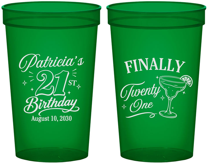Custom 21st Birthday 22 oz Translucent Cups - Finally Twenty One | 340008