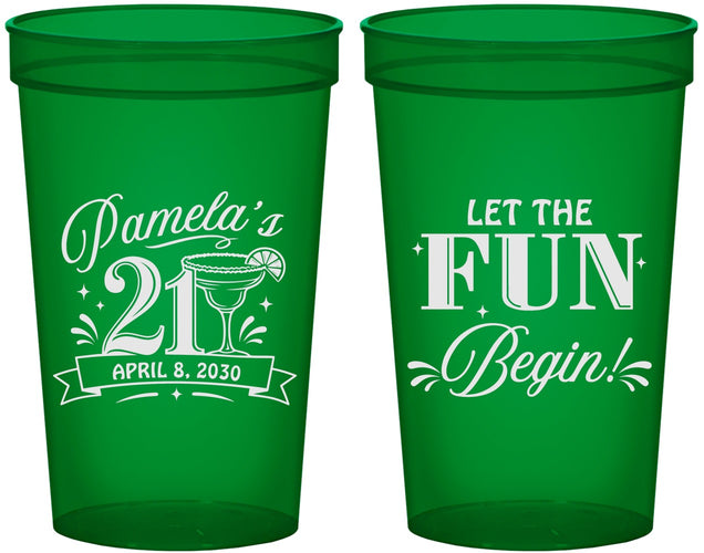 Custom 21st Birthday 22 oz Translucent Cups - Let The Fun Begin | 340009
