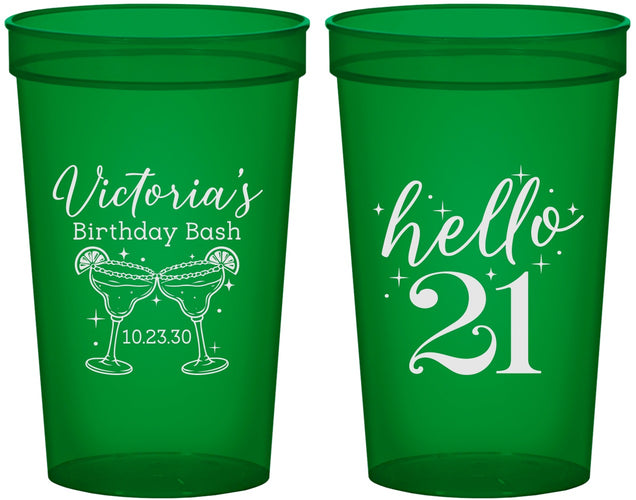 Custom 21st Birthday 22 oz Translucent Cups - Hello Twenty One | 340011