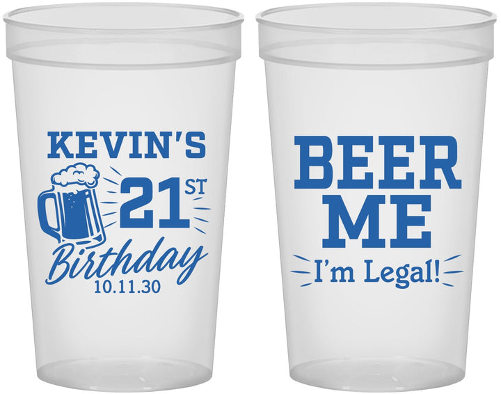 Custom 21st Birthday 22 oz Translucent Cups - Beer Me I Am Legal | 340014