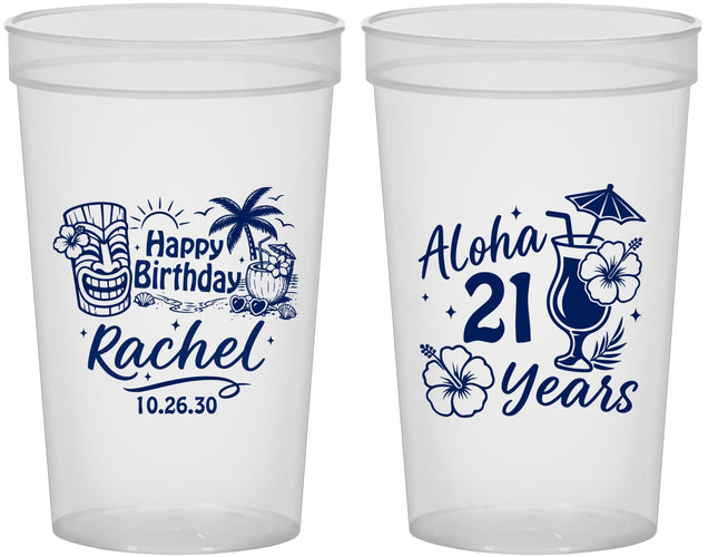 Custom 21st Birthday 22 oz Translucent Cups - Aloha Hawaii | 340016