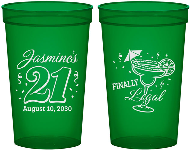 Custom 21st Birthday 22 oz Translucent Cups - Finally Legal | 340018