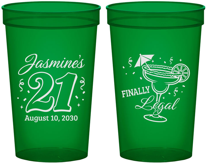 Custom 21st Birthday 22 oz Translucent Cups - Finally Legal | 340018