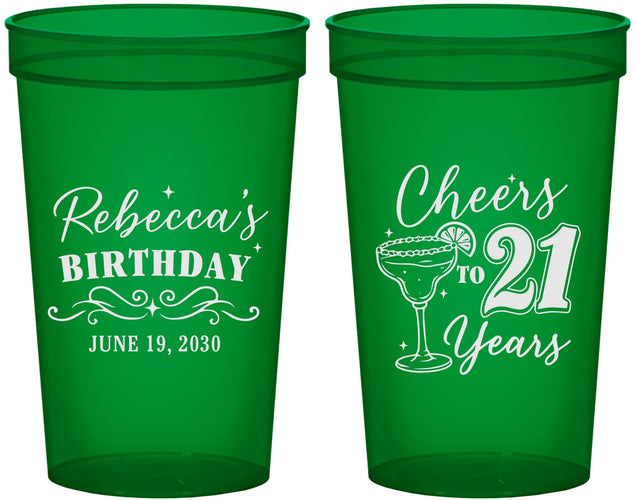 Custom 21st Birthday 22 oz Translucent Cups - Cheers To Twenty One Years | 340019