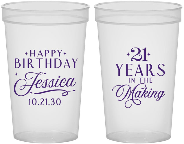 Custom 21st Birthday 22 oz Translucent Cups - Twenty One Years In The Making | 340023