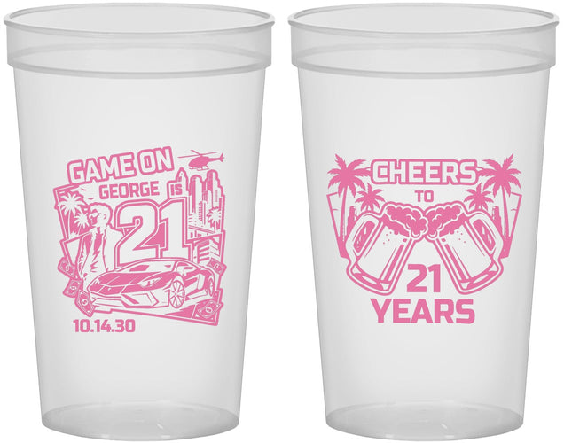 Custom 21st Birthday 22 oz Translucent Cups - Video Game | 340024