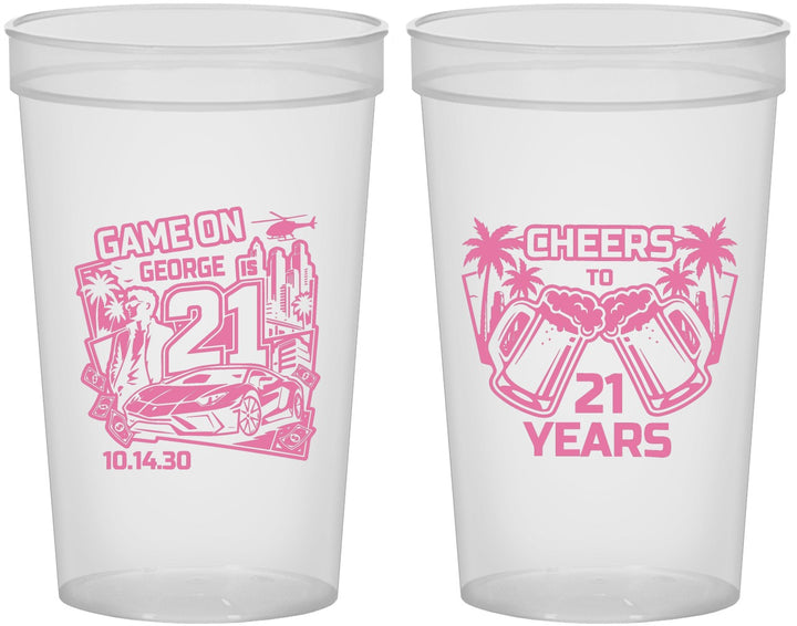 Custom 21st Birthday 22 oz Translucent Cups - Video Game | 340024