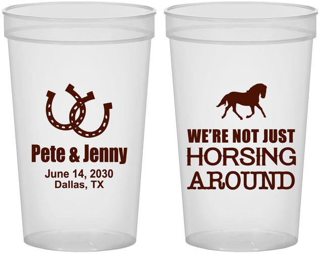 Custom Wedding 22 oz Translucent Cups - Horseshoe | 341