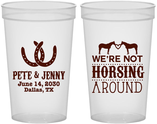 Custom Wedding 22 oz Translucent Cups - Horseshoe | 342