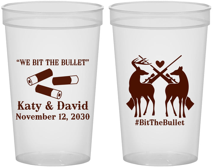 Custom Wedding 22 oz Translucent Cups - We Bit The Bullet | 343