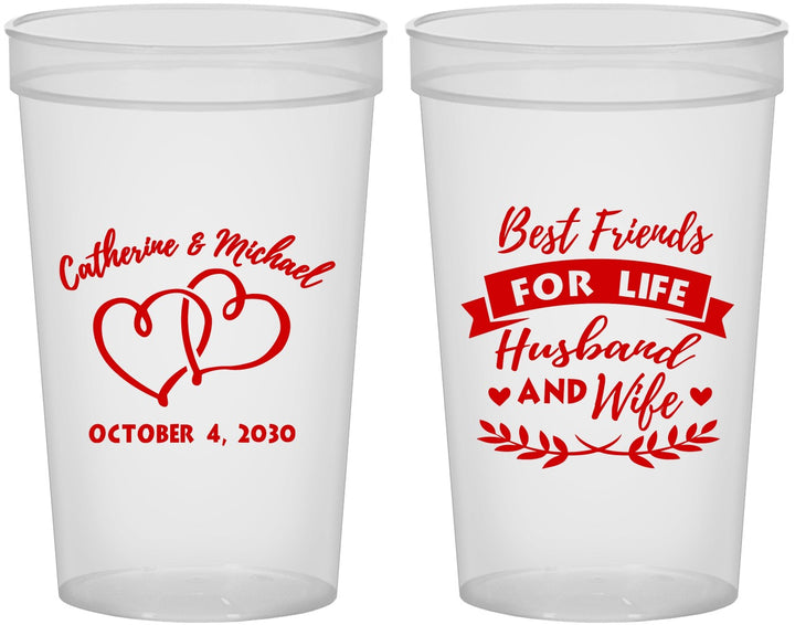 Custom Wedding 22 oz Translucent Cups - Best Friends For Life | 349