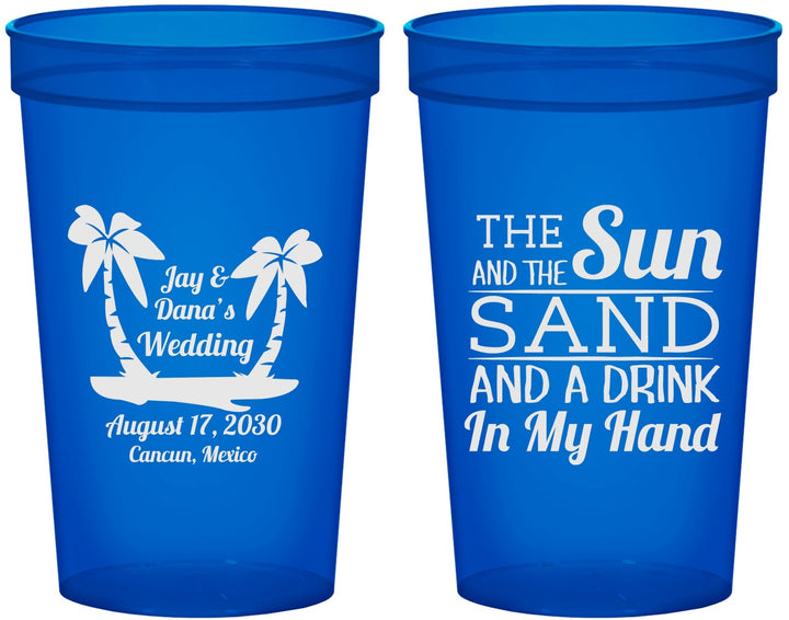 Custom Wedding 22 oz Translucent Cups - Beach | 350