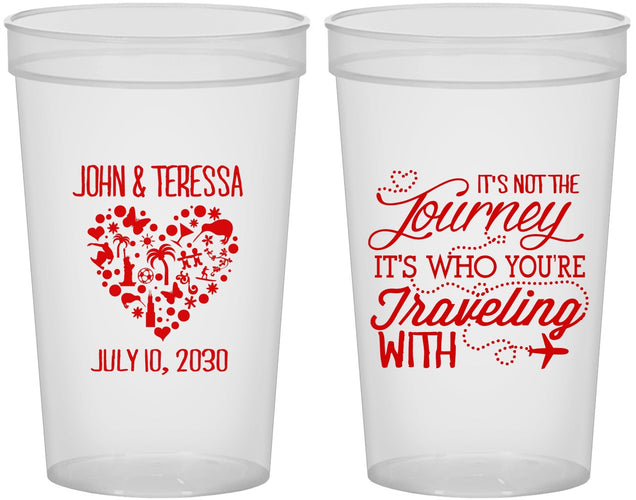 Custom Wedding 22 oz Translucent Cups - Journey Traveling With | 354