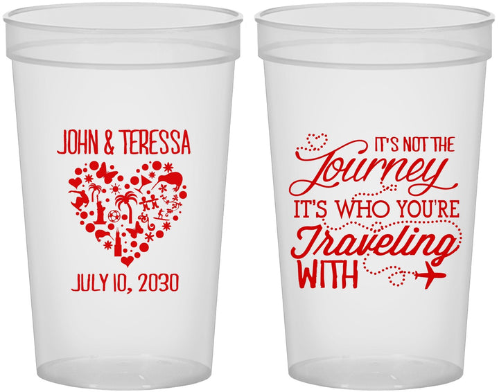 Custom Wedding 22 oz Translucent Cups - Journey Traveling With | 354