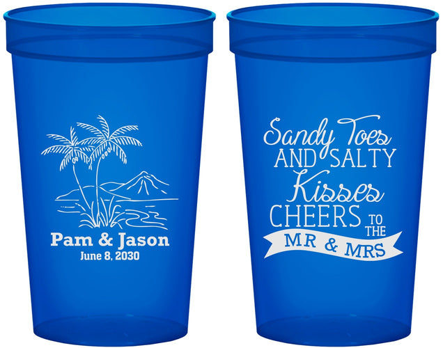 Custom Wedding 22 oz Translucent Cups - Beach | 358