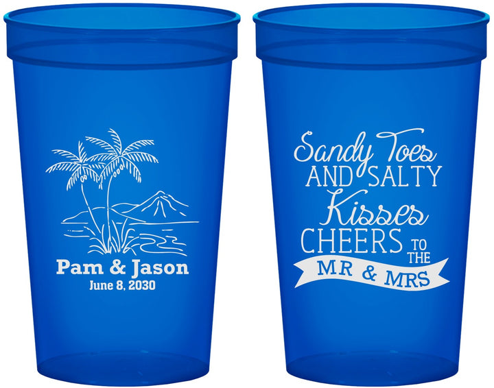 Custom Wedding 22 oz Translucent Cups - Beach | 358