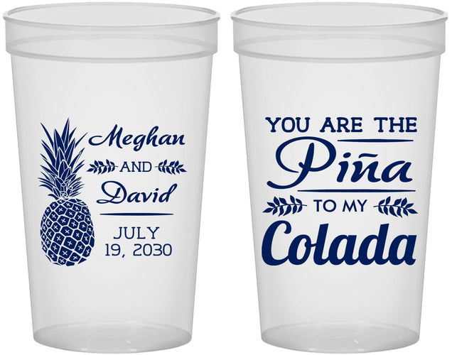 Custom Wedding 22 oz Translucent Cups - Pina Colada | 364