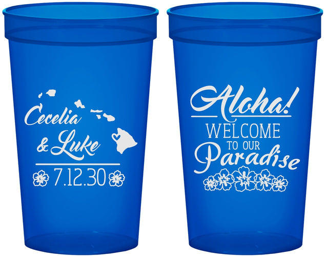 Custom Wedding 22 oz Translucent Cups - Hawaii | 365