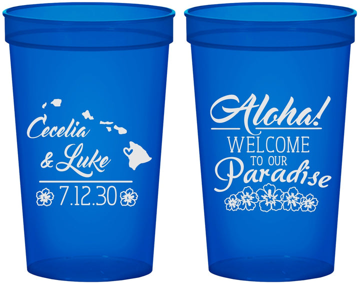 Custom Wedding 22 oz Translucent Cups - Hawaii | 365