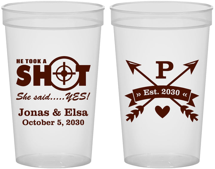 Custom Wedding 22 oz Translucent Cups - Take A Shot She Said Yes | 370