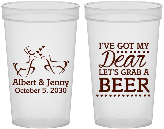 Custom Wedding 22 oz Translucent Cups - Dear Beer | 372