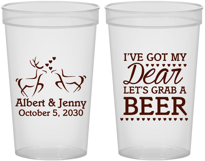 Custom Wedding 22 oz Translucent Cups - Dear Beer | 372