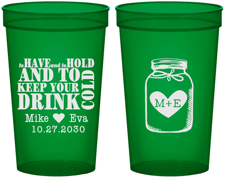 Custom Wedding 22 oz Translucent Cups - Mason Jar | 373
