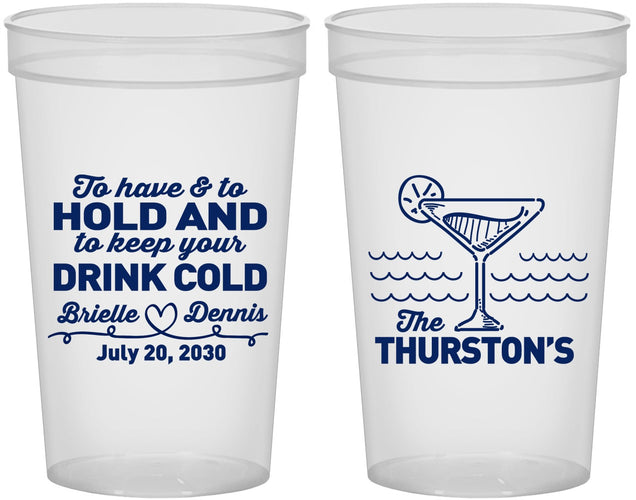 Custom Wedding 22 oz Translucent Cups - To Have And To Hold | 375