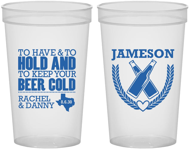Custom Wedding 22 oz Translucent Cups - To Have And To Hold | 379
