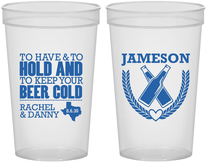 Custom Wedding 22 oz Translucent Cups - To Have And To Hold | 379