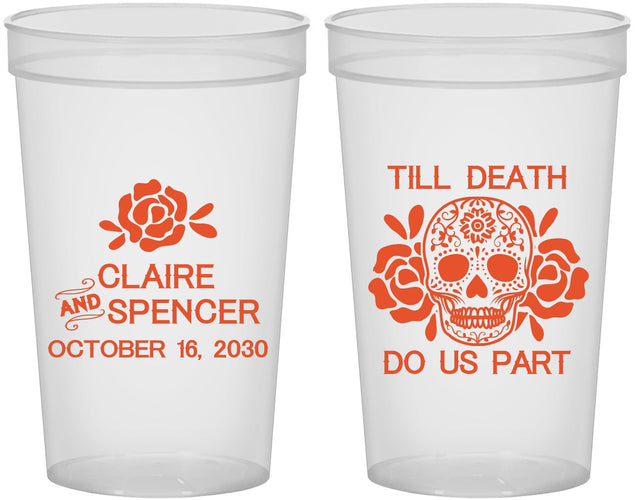 Custom Wedding 22 oz Translucent Cups - Till Death Do Us Part | 380