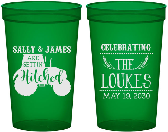 Custom Wedding 22 oz Translucent Cups - Tractor | 381