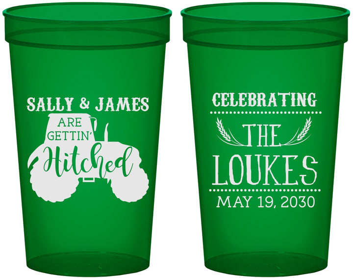 Custom Wedding 22 oz Translucent Cups - Tractor | 381